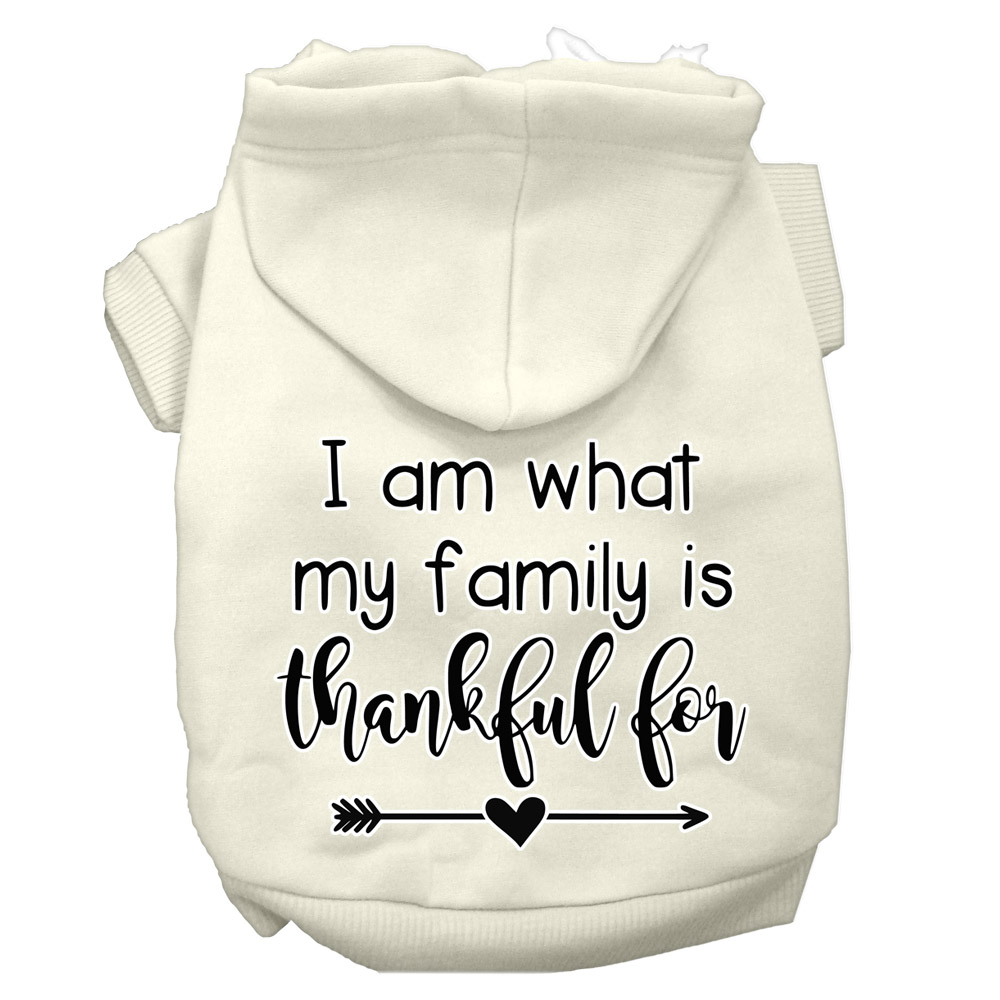 I Am What My Family is Thankful For Screen Print Dog Hoodie Cream XS